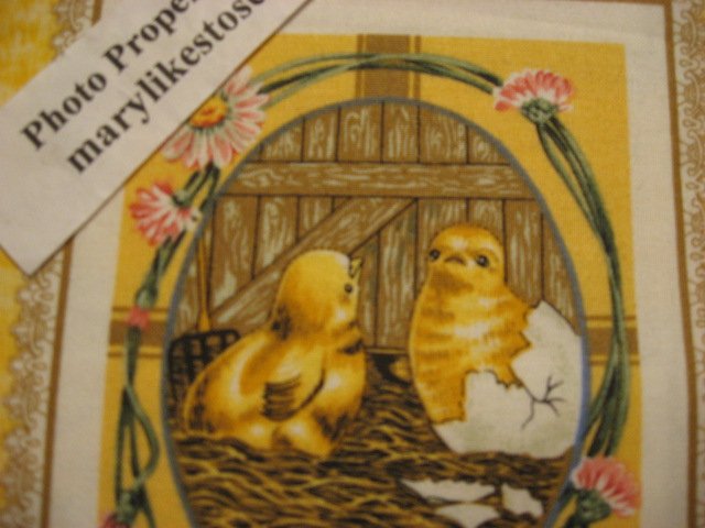 Image 2 of Chickens Country and farm Cotton Red Hen EASTER sewing fabric by the yard