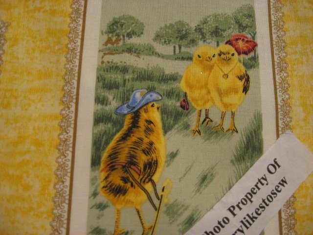 Image 4 of Chickens Country and farm Cotton Red Hen EASTER sewing fabric by the yard