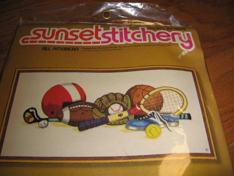 Image 1 of Sunset stitchery all american sports Embroidery Kit to Make 
