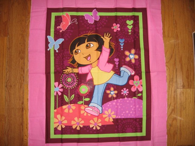 Dora the Explorer cotton fabric crib top baby or child wall panel to Sew  /