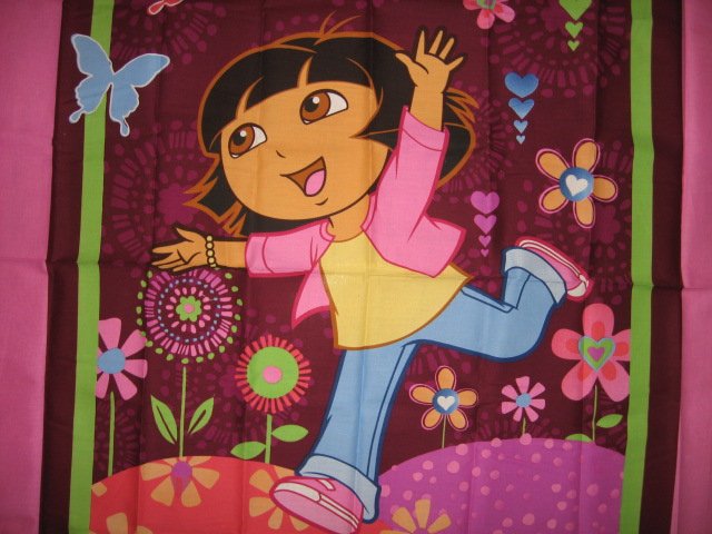 Image 1 of Dora the Explorer cotton fabric crib top baby or child wall panel to Sew  /