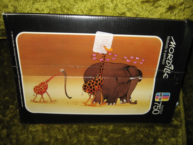 Image 0 of Heye elephant & giraffe 80's Nobody is Perfect 750 pcs jigsaw Puzzle NEW IN Box 