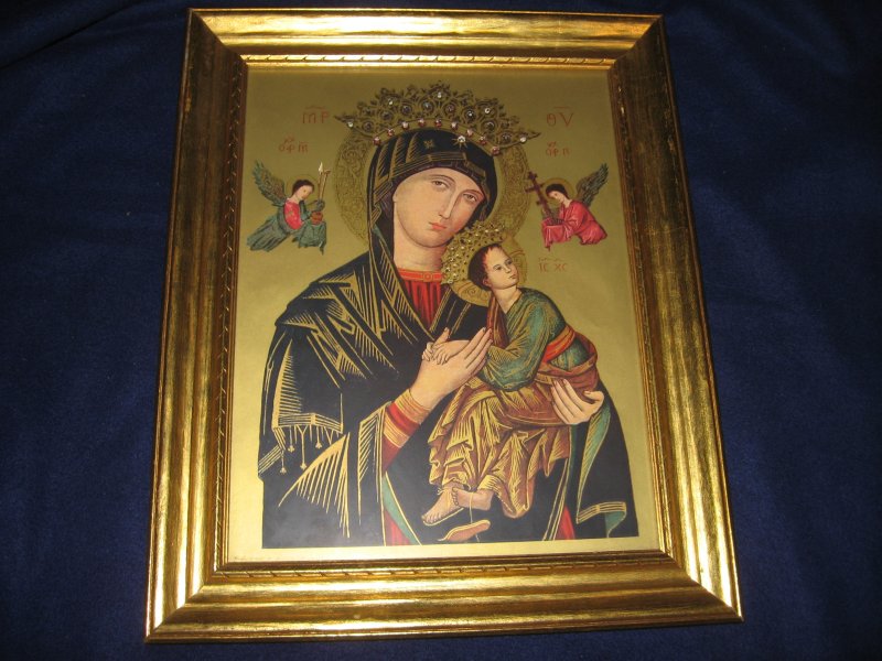 Image 0 of Mother of Perpetual Help religous child Jesus framed blessed by original 