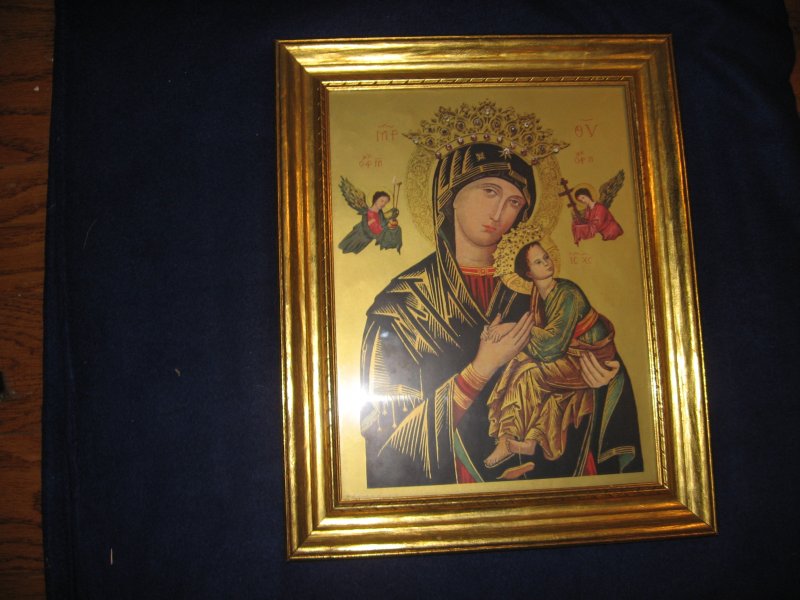 Image 2 of Mother of Perpetual Help religous child Jesus framed blessed by original 