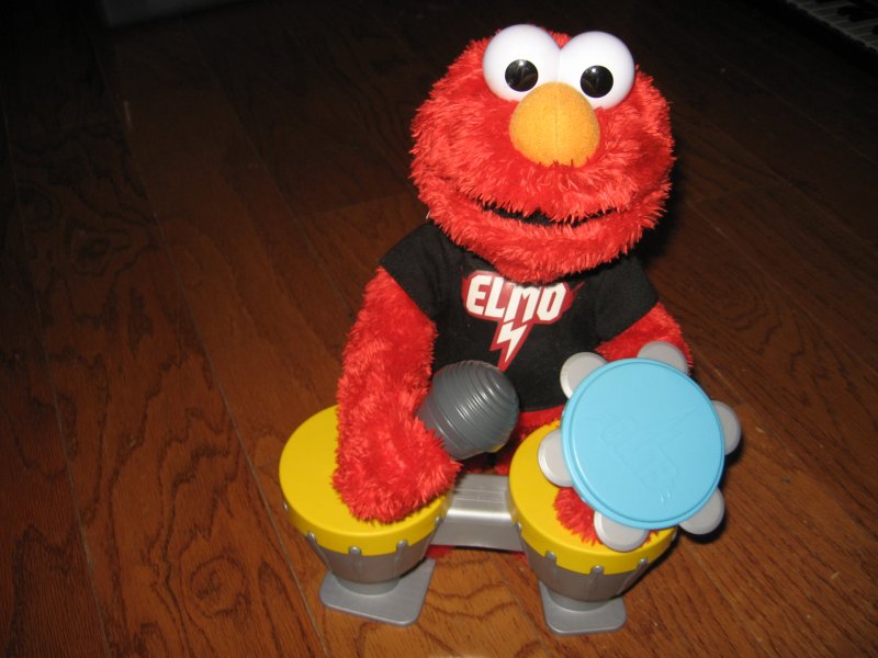 Image 3 of Sesame street Elmo Hasbro doll talks sings drums microphone castanet 