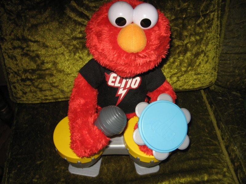Image 0 of Sesame street Elmo Hasbro doll talks sings drums microphone castanet 