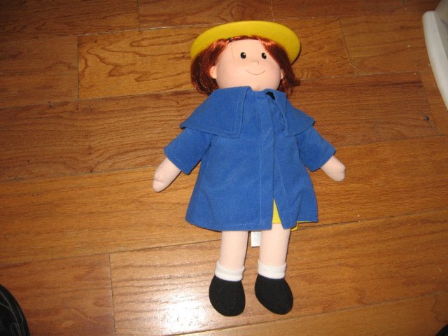 Madeline talking Doll Yellow dress hat blue coat Great Condition
