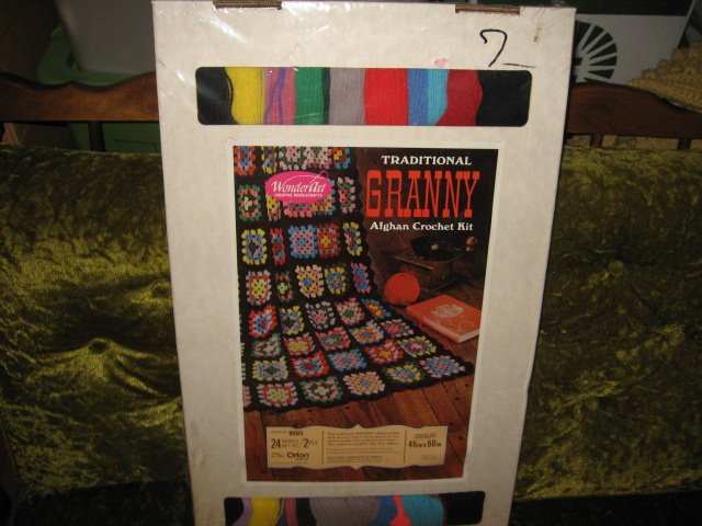 Image 2 of Wonder art granny crochet  Afghan kit 14 colors Sealed New 45