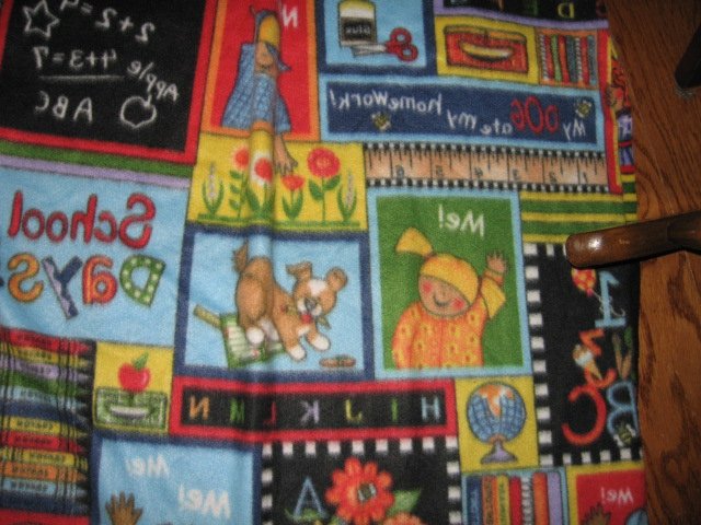 School days children teacher ruler blackboard sizzors 58 X 50 fleece blanket