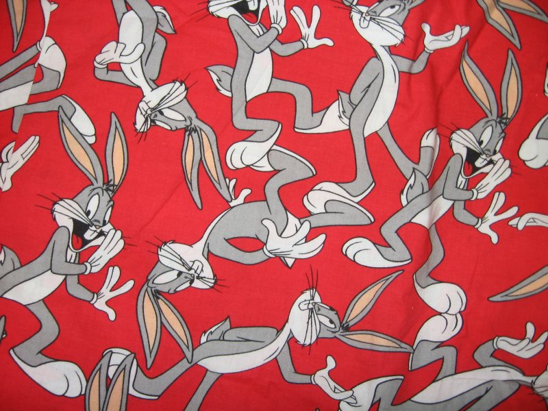 Image 0 of Bugs Bunny Rabbit red sewing cotton Looney just short of fat quarter