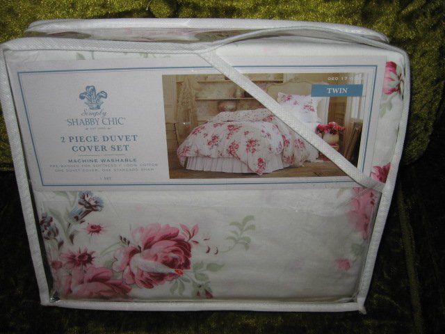 Image 0 of Shabby Chic New 2 Piece Twin Duvet cover and sham Shabby Chic