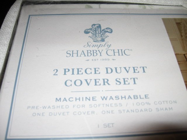 Image 1 of Shabby Chic New 2 Piece Twin Duvet cover and sham Shabby Chic