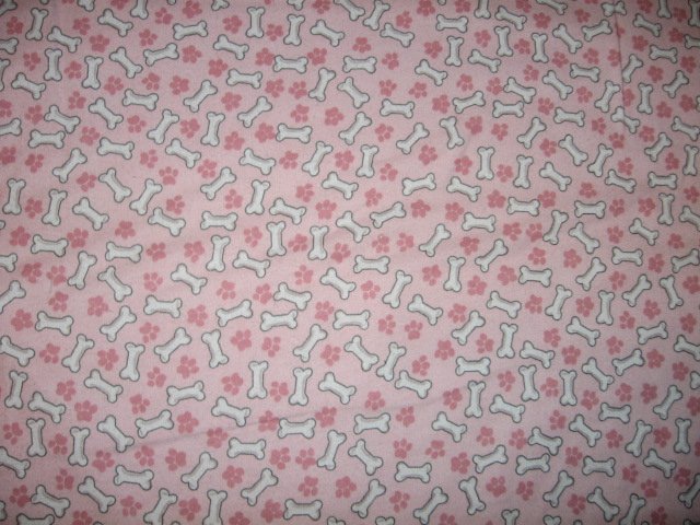Image 0 of Dog flannel blanket bones paw prints soft pink cotton  