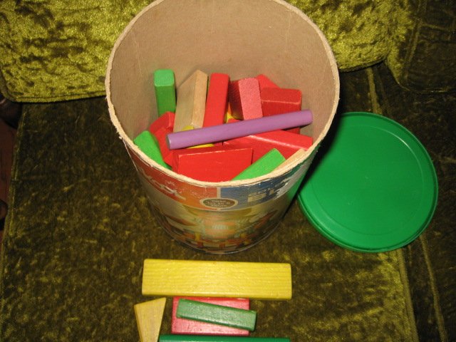 Image 2 of Playschool blocks vintage wood primary colors teacher children