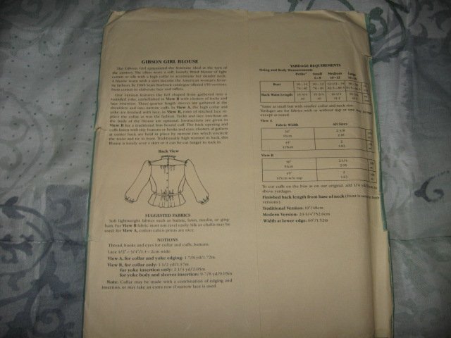 Image 1 of Folkware Gibson Girl Blouse number 205 uncut SML pattern women costume year 1982