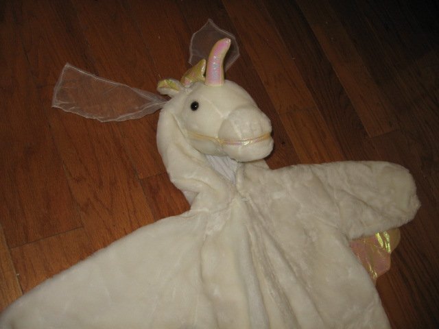 Image 2 of Chrisha playful plush Unicorn white horse costume ages 4-6 teacher school play