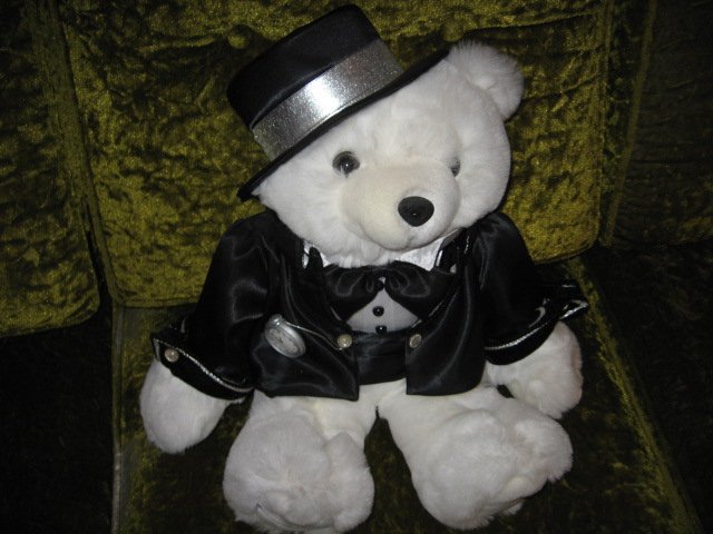 Image 0 of Collectible New Year Teddy Bear plush tuxedo hat new 2000 18