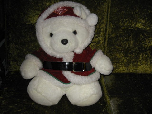 Image 1 of SantaTeddy Bear collectible plush jacket hood cap  rare  1998 18