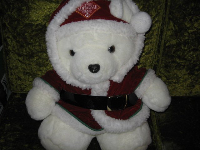 Image 5 of SantaTeddy Bear collectible plush jacket hood cap  rare  1998 18