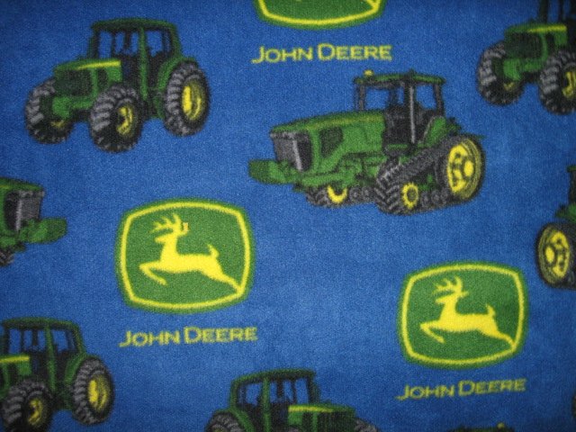 Image 1 of John Deere Tractor child blue Fleece Blanket 30