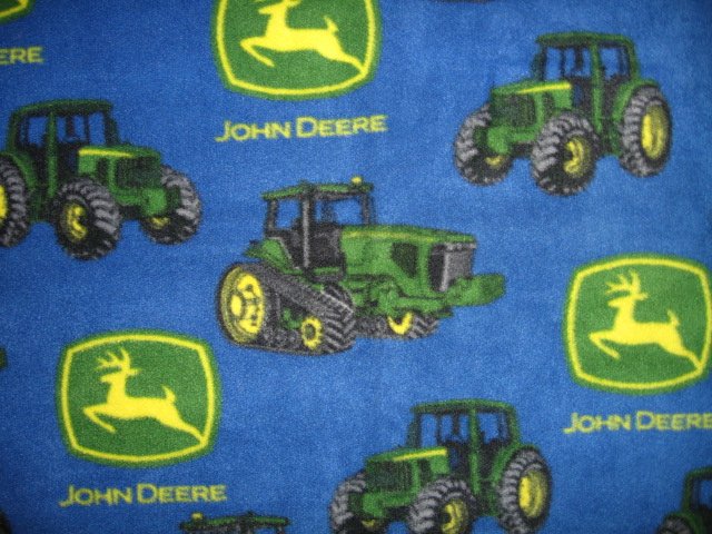 Image 2 of John Deere Tractor child blue Fleece Blanket 30
