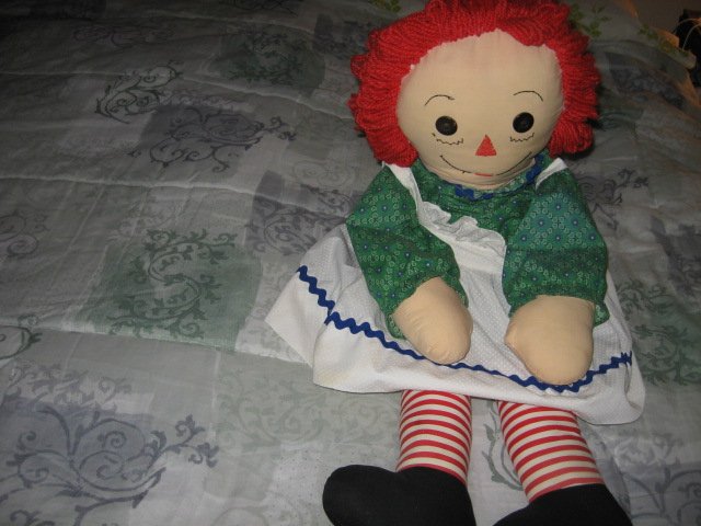 Image 1 of Raggedy Ann doll soft dress apron yarn hair