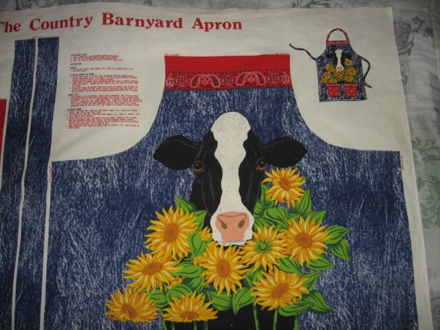 Image 1 of Apron Barnyard farm country cow sunflower adult cotton fabric to sew