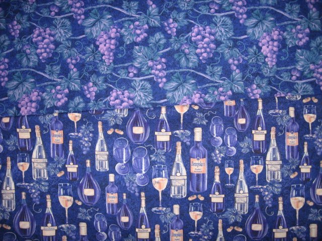 Image 0 of Set of two different cotton fabrics to sew by Avlyn grapes vines bottles