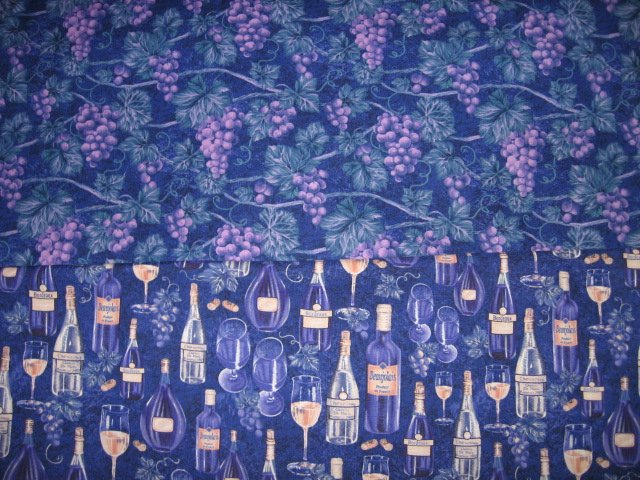 Image 1 of Set of two different cotton fabrics to sew by Avlyn grapes vines bottles