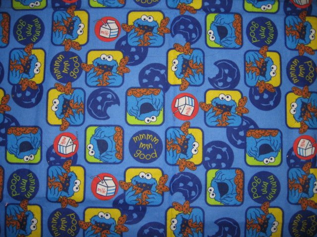 Image 2 of Elmo Cookie Monster mmGood Blue Flannel Baby Blanket or toddler 