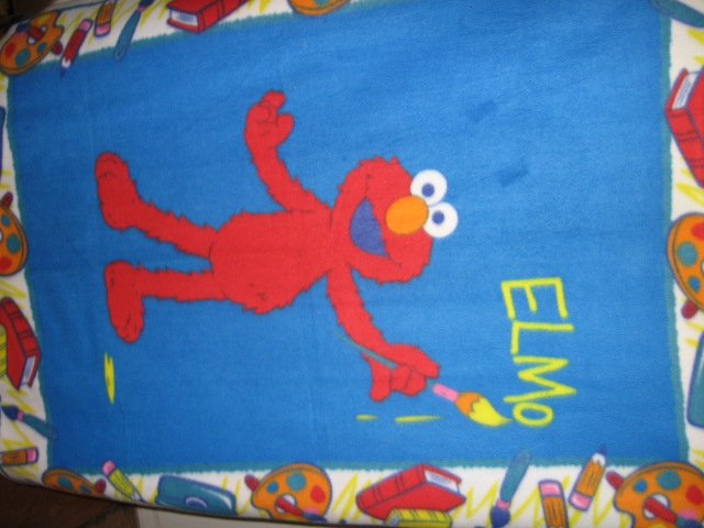 Image 1 of Elmo the painter Sesame Street Very Rare piece Child bed size fleece blanket