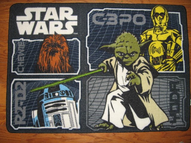 Star Wars Yoda R2D2 C-3PO  Bathroom Floor Mat rubber back Rare 