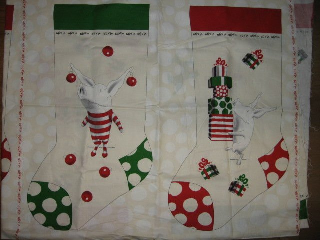 Olivia the Pig 19 Christmas Stocking 100% cotton Fabric Panel to Sew