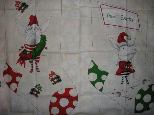 Olivia the Pig 19 Christmas Stocking 100% cotton Fabric Panel to Sew