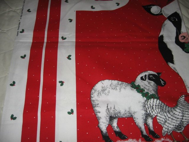 Image 2 of cow sheep chicken pig Christmas apron to sew cotton