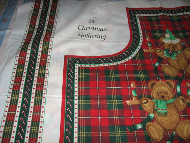 Image 2 of Teddy Bear  Christmas red and green plaid apron to sew cotton