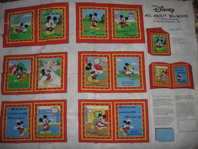 Mickey Mouse Disney All about Me  soft book panel or Quilt to sew /