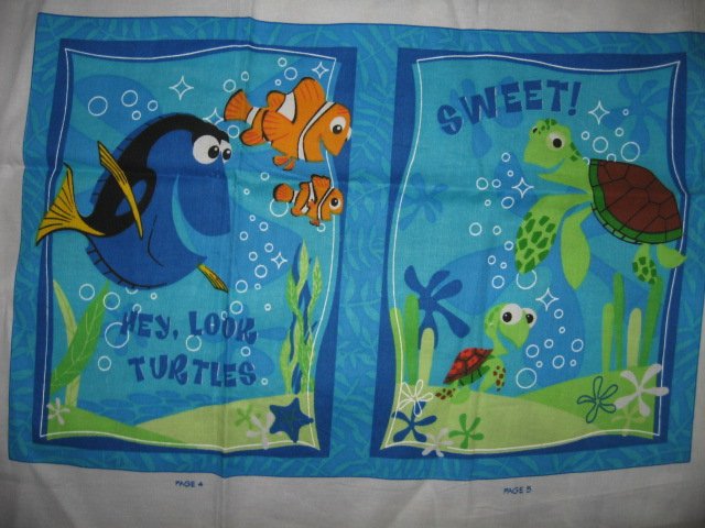 Image 1 of Nemo Disney small fish big reef fabric soft book panel or Quilt to sew /