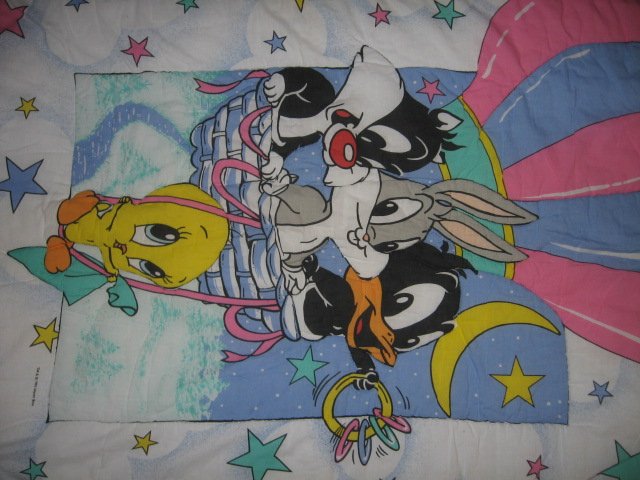 Image 0 of Tweety Bugs Sylvester Duck baby Looney Tunes star crib quilt and sheet rare