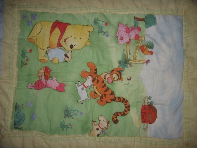 Image 0 of Pooh Tigger Piglet on farm crib quilt out of print