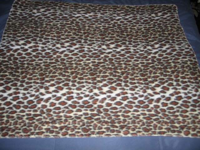 Image 1 of Wild animal leopard spot stripe brown fleece blanket