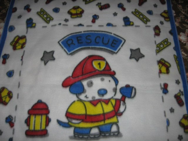 Fire Rescue Dog ladder helmet Child Bed size Fleece Blanket
