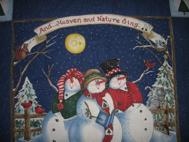 Snowmen christmas carol quilted winter wall hanging 