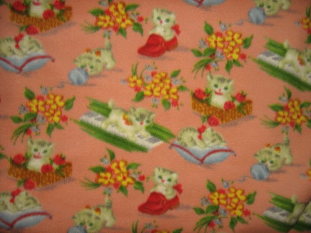 cat flower basket blanket or for toddler day care salmon color