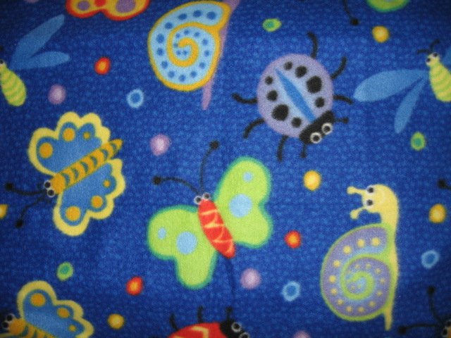 Image 0 of snail butterfly blue fleece  blanket  bed size throw  