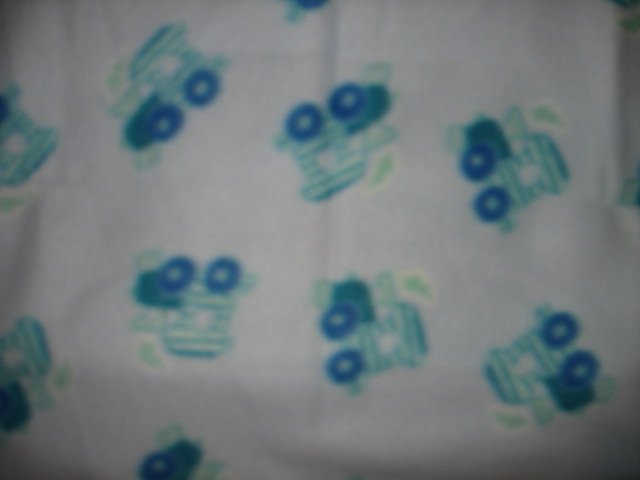 Train powder blue toddler day care fleece blanket  30 by 36 inches