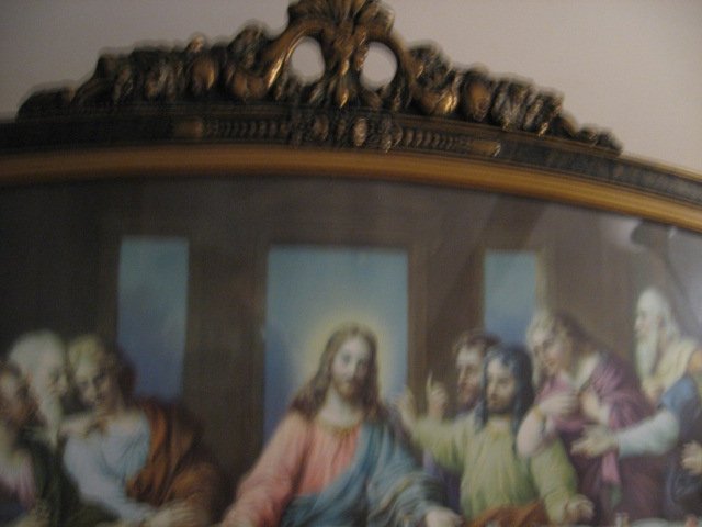 Image 1 of Jesus Apostle Last Supper print exquisite carved frame glass vnt decorative  