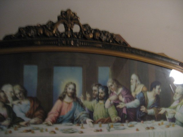 Image 0 of Jesus Apostle Last Supper print exquisite carved frame glass vnt decorative  