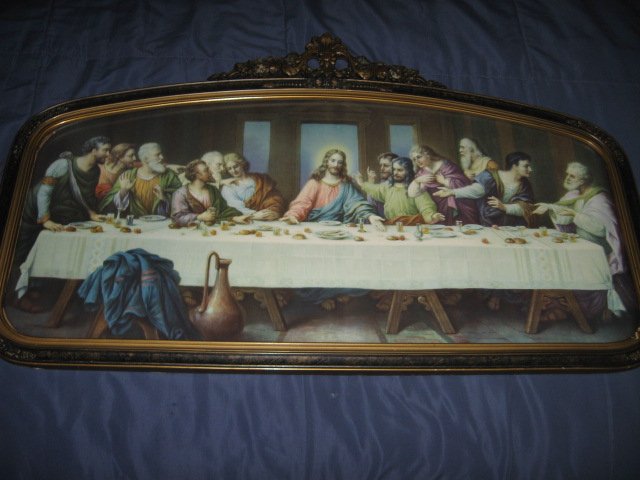 Image 4 of Jesus Apostle Last Supper print exquisite carved frame glass vnt decorative  