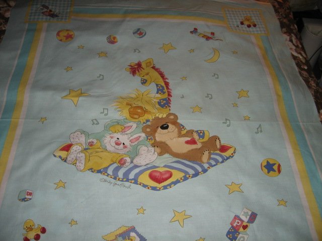 Image 0 of Suzy's Zoo Giraffe Bunny Bear Crib fabric Panel to sew 